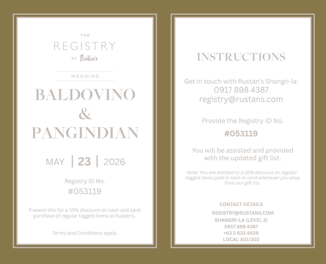 Rustan's Gift Registry