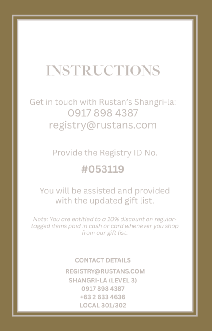 Rustan's Gift Registry Card 2